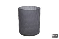 Theelicht "Dex" L mat zwart glas