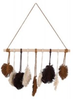 wandhanger Leafs van stof naturel/bruin