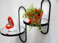HV Wandplank met spiegel Zwart- 18x19x27 cm