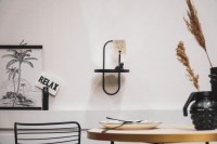 HV Wandplank met spiegel Zwart-21x22x35 cm