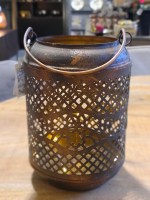 Windlicht Marrakech FLower metaal met brass finish L