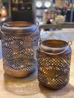 Windlicht Marrakech FLower metaal met brass finish L