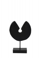 Ornament op voet 23,5x8x34 cm ODION hout zwart