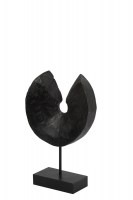 Ornament op voet 23,5x8x34 cm ODION hout zwart
