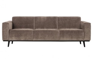 Statement 3-zits Bank 230 Cm Brede Platte Rib Taupe
