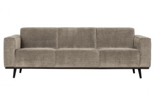Statement 3-zits Bank 230 Cm Brede Platte Rib Clay