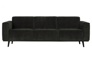 Statement 3-zits Bank 230 Cm Brede Platte Rib Graphite