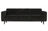 Statement 3-zits Bank 230 Cm Brede Platte Rib Graphite
