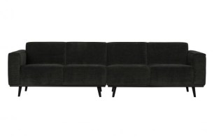 Statement 4-zits Bank 280 Cm Platte Brede Rib Graphite