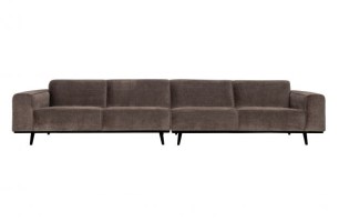 Statement Xl 4-zits Bank 372 Cm Platte Brede Rib Taupe
