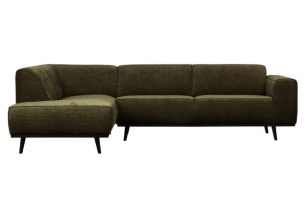 Statement Hoekbank Links Platte Brede Rib Warm Groen