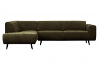 Statement Hoekbank Links Platte Brede Rib Warm Groen