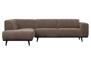 Statement Hoekbank Links Platte Brede Rib Taupe