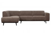 Statement Hoekbank Links Platte Brede Rib Taupe