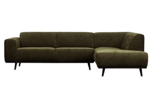 Statement Hoekbank Rechts Platte Brede Rib Warm Groen