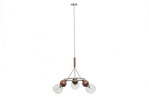 Babble Hanglamp 3 Bollen Glas Walnoot