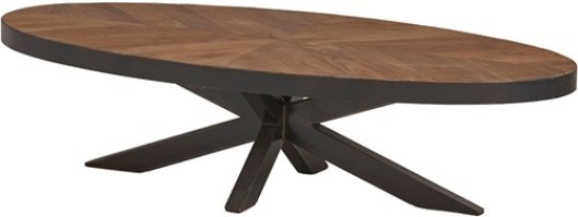 Venice teak houten salontafel visgraad / hongaarse punt ovaal