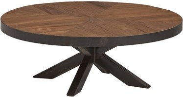 Venice teak houten salontafel visgraad / hongaarse punt rond
