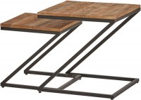 Zorro Z vormige salontafel set van 2 - mangohout metaal